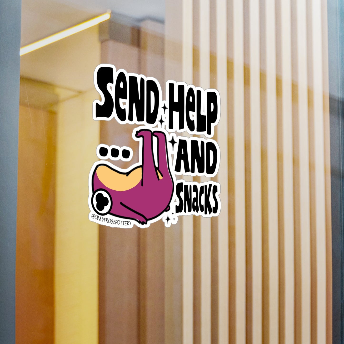 Frog Vinyl Decal Sticker – Send help and snacks