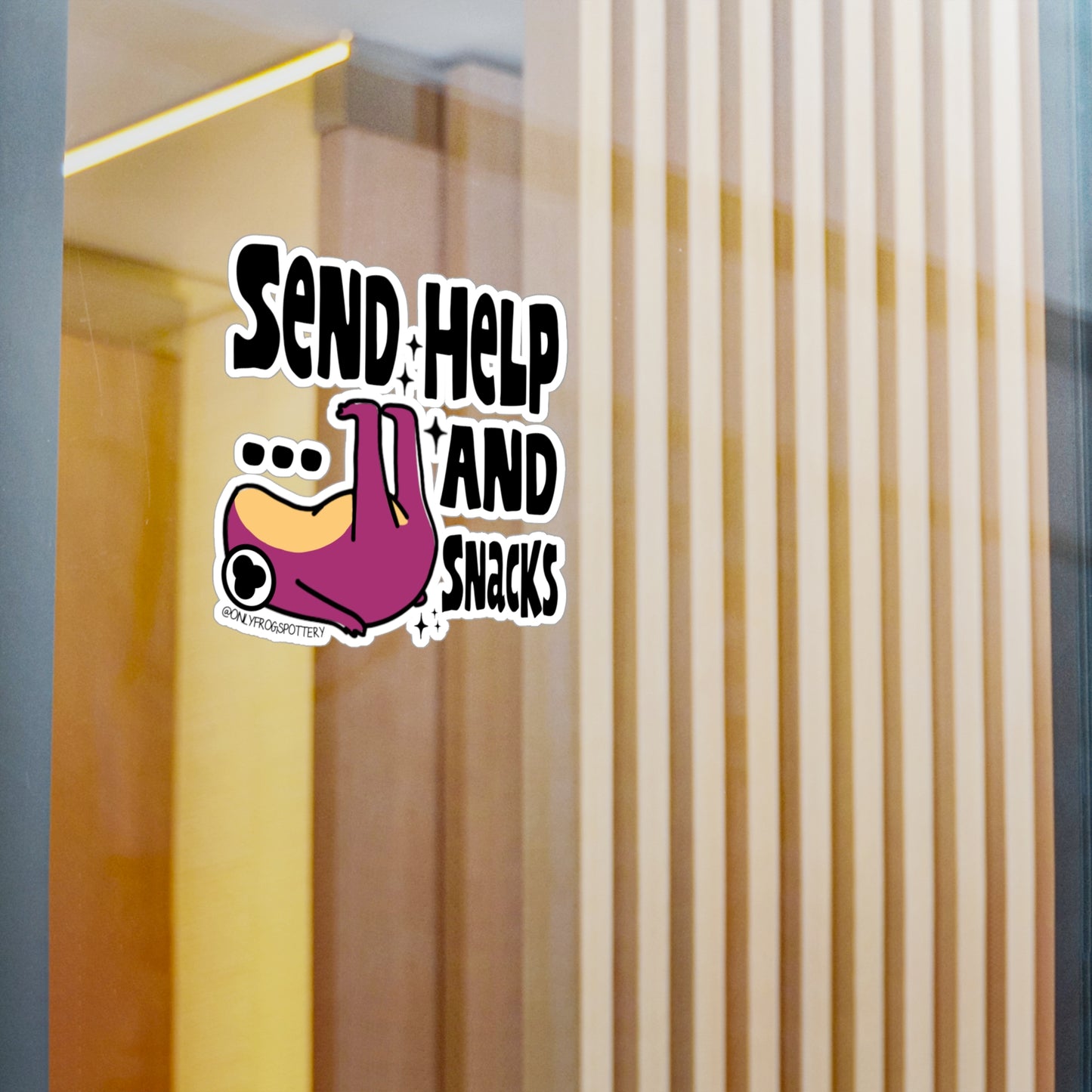 Frog Vinyl Decal Sticker – Send help and snacks