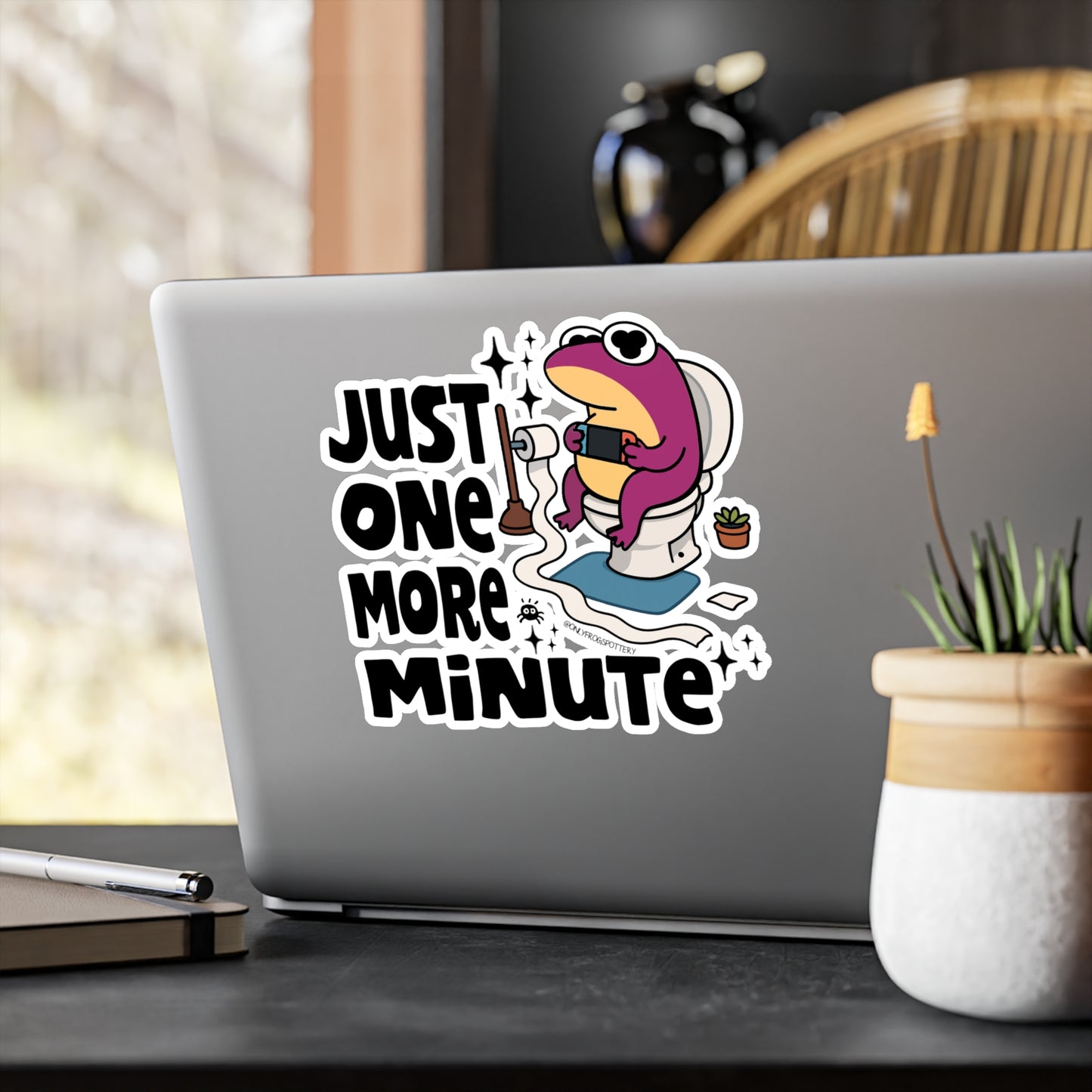 Frog Vinyl Decal Sticker – Just One More Minute