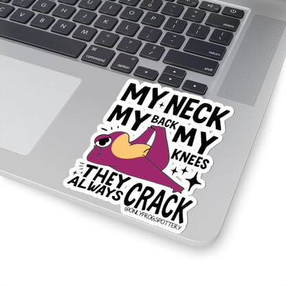 Frog Vinyl Decal Sticker – My Neck, My Back, My Knees They Always Crack