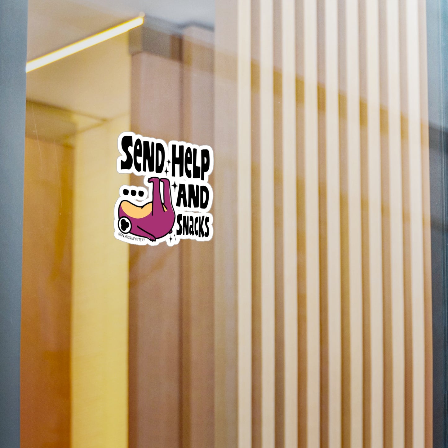 Frog Vinyl Decal Sticker – Send help and snacks