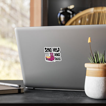 Frog Vinyl Decal Sticker – Send help and snacks