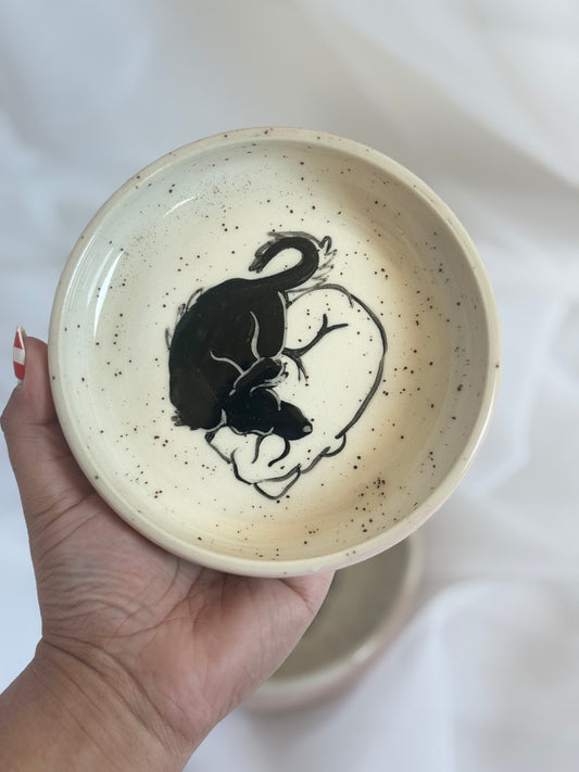Dog heart shaped yin yang bowl
