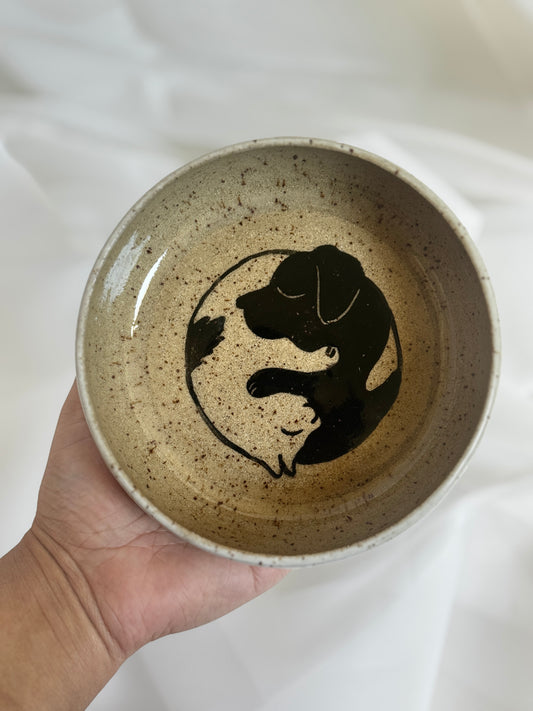 Dog & Cat yin yang bowl