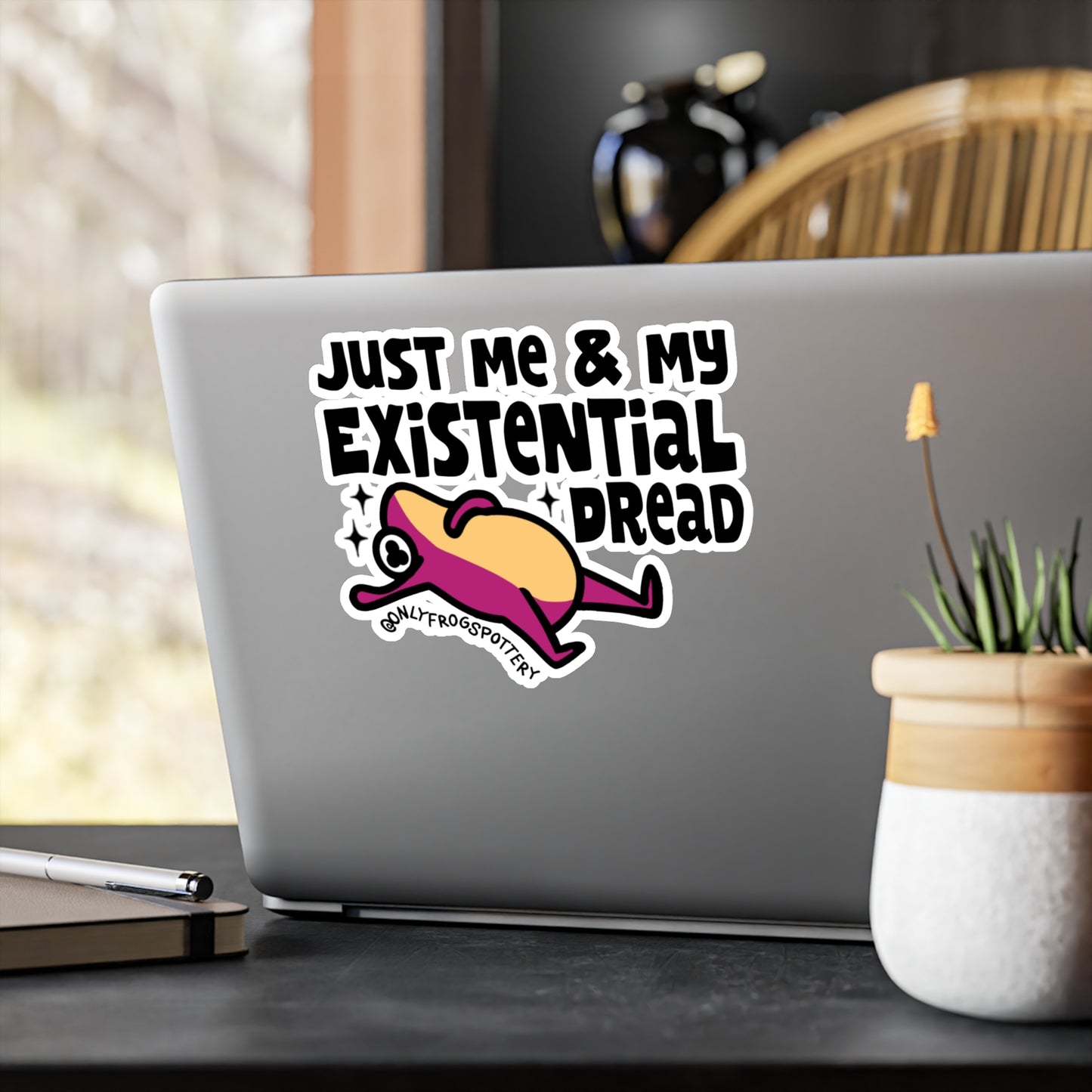 Frog Vinyl Decal Sticker – Just Me and My Existential Dread