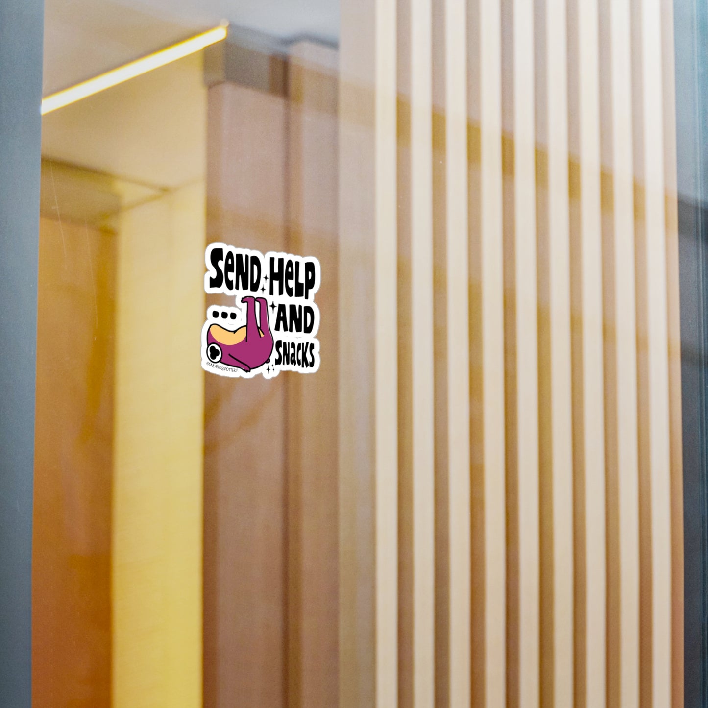 Frog Vinyl Decal Sticker – Send help and snacks