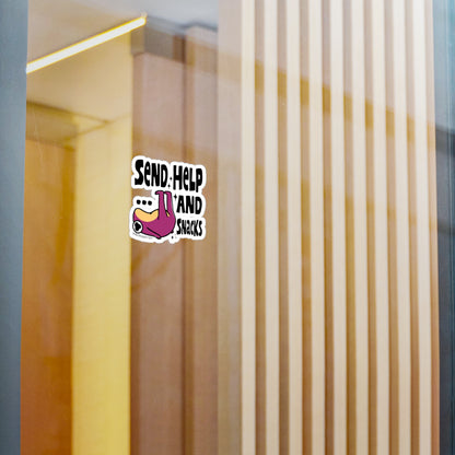 Frog Vinyl Decal Sticker – Send help and snacks