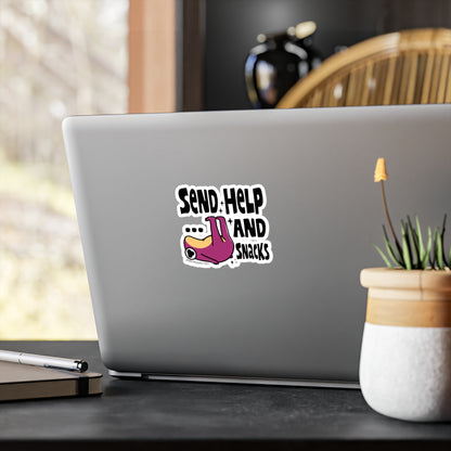 Frog Vinyl Decal Sticker – Send help and snacks