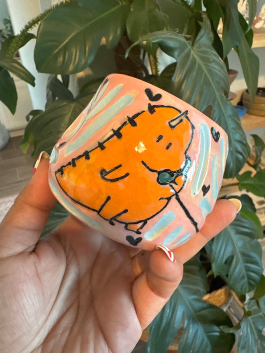 Dinos heart phone cup