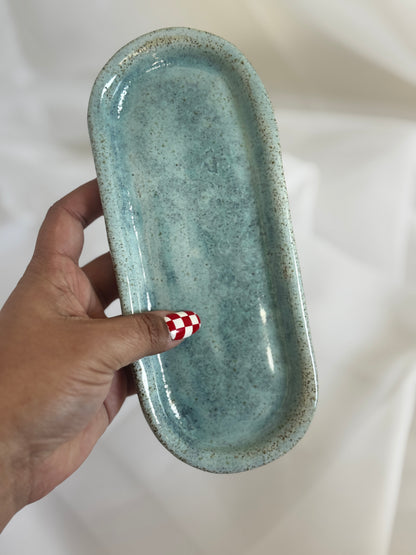 Blue Speckled Trinket Tray