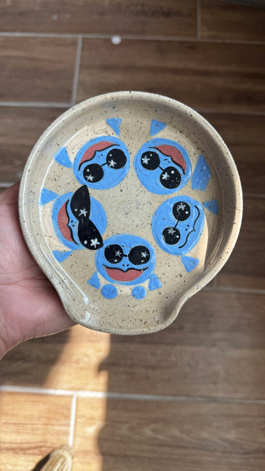 Squirtle Squad spoon rest with four hand-illustrated Squirtles in sunglasses