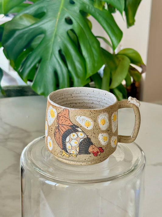 Chicken and eggs mug back view