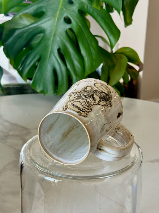 Appa mug front view showing hand-illustrated design