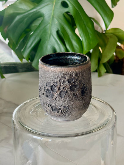 Matte cream sage thumb cup with lavender speckled base