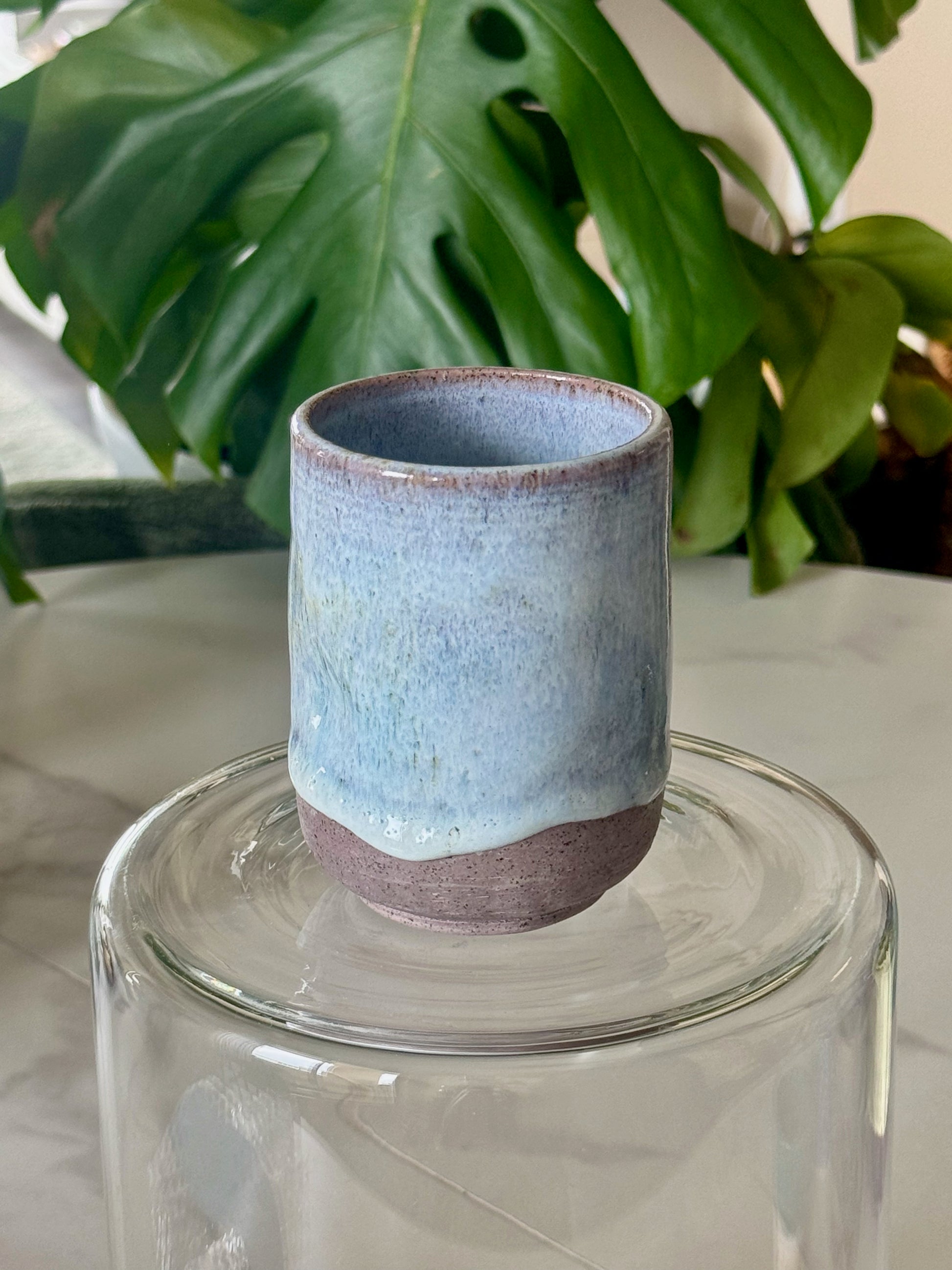Matte butter yellow thumb cup with lavender base