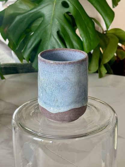 Matte butter yellow thumb cup with lavender base