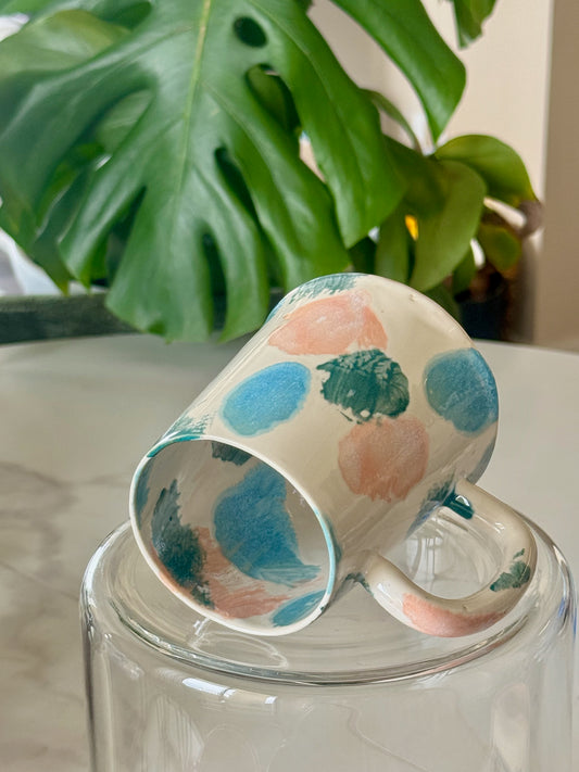 Abstract dot mug bottom view showing pattern inside